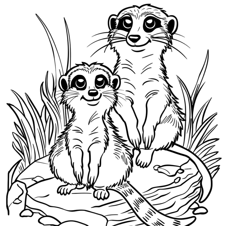 Ausmalbild Glückliches Erdmännchen