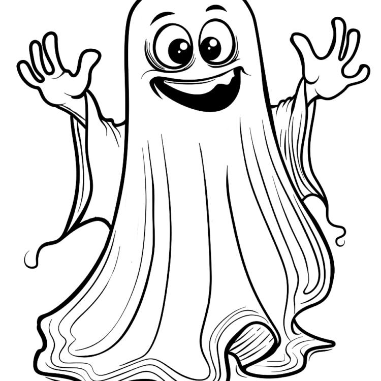 Happy ghost coloring page