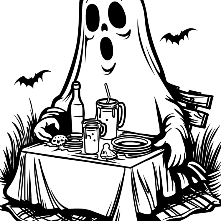 Ausmalbild Halloween-Geist