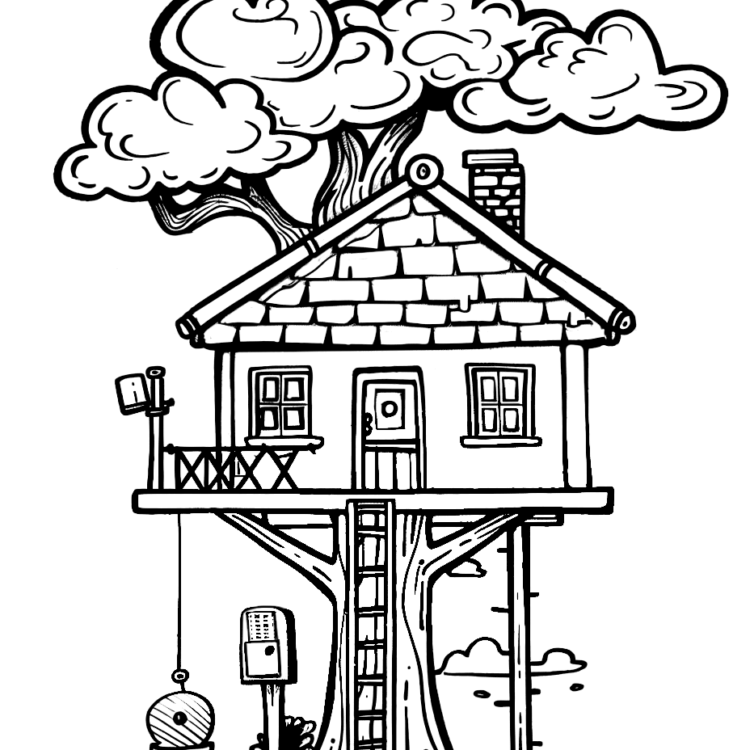 High tree house coloring page