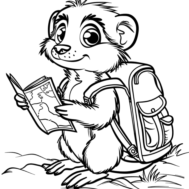 Coloring picture hunter meerkat