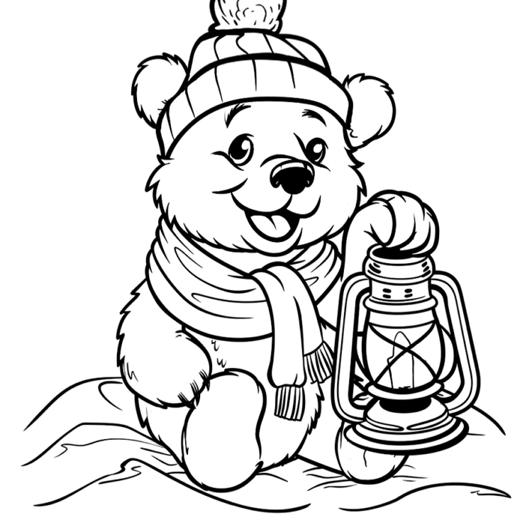 Smiling polar bear coloring page