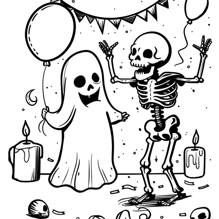 Smiling ghost coloring page