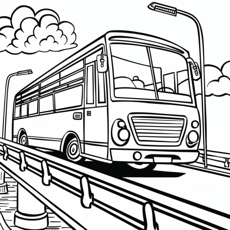 Dibujo para colorear autobús largo