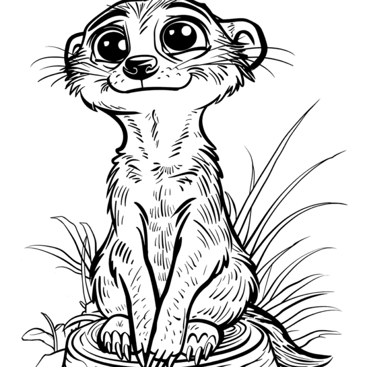 Ausmalbild Liebenswertes Erdmännchen
