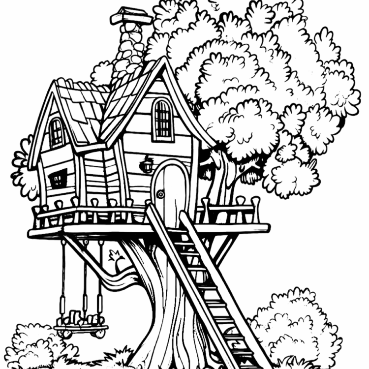Página para colorear de La casa del árbol mágico