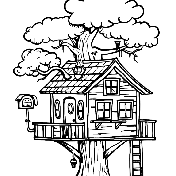 Mini tree house coloring page