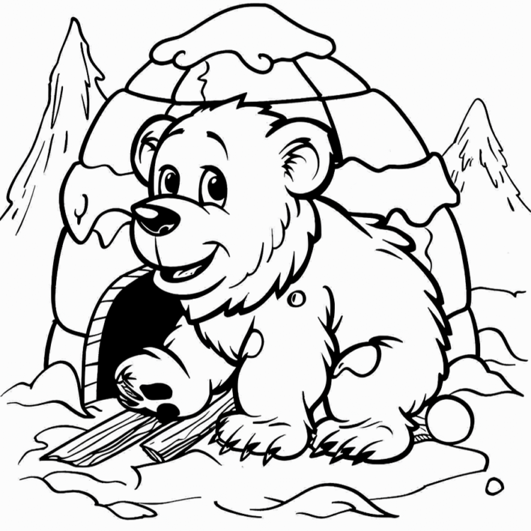 Coloring picture North Pole polar bear