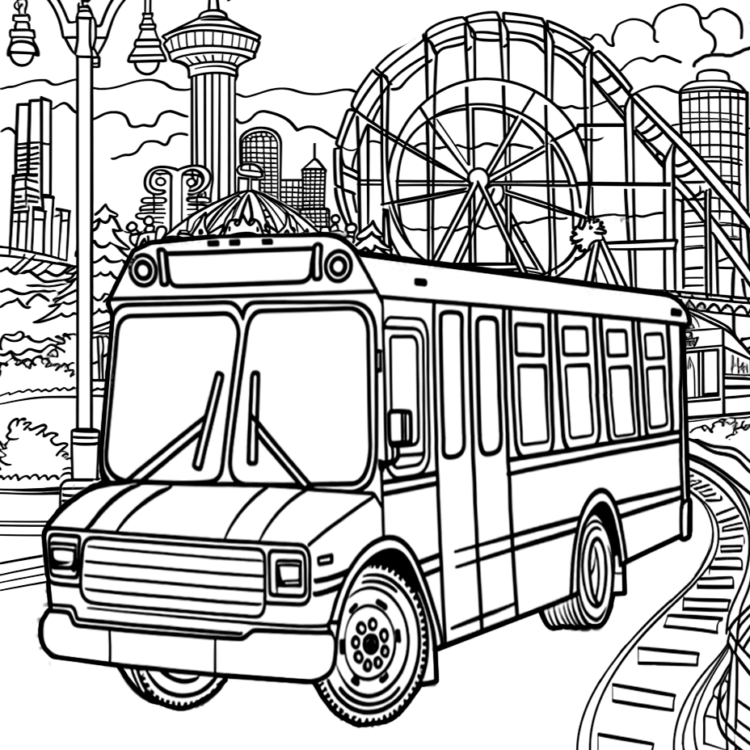 Dibujo para colorear autobús del parque