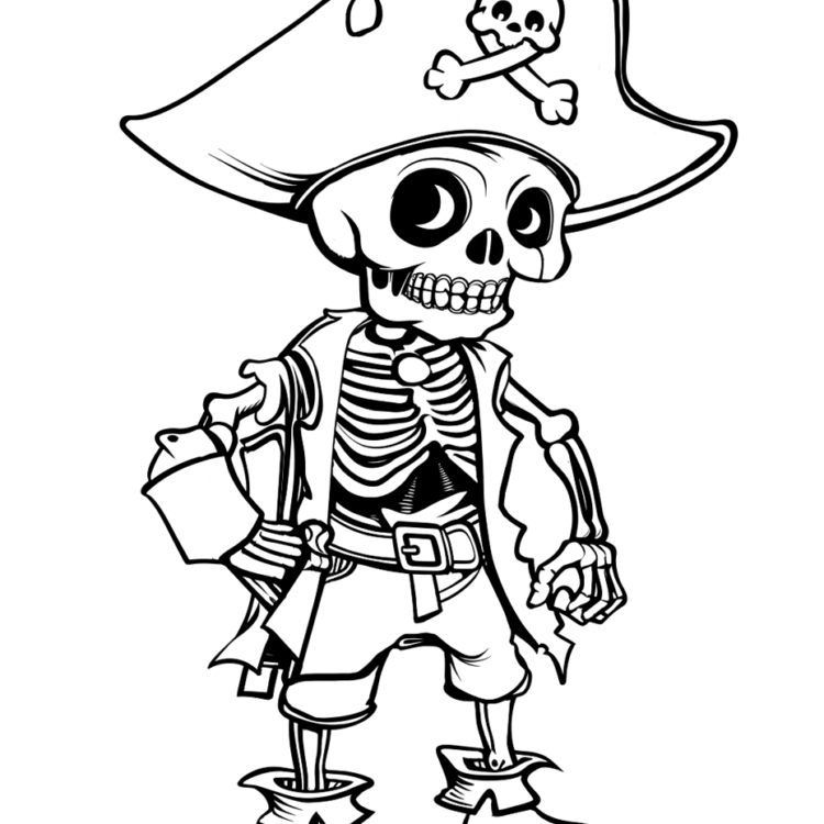 Coloring picture pirate skeleton