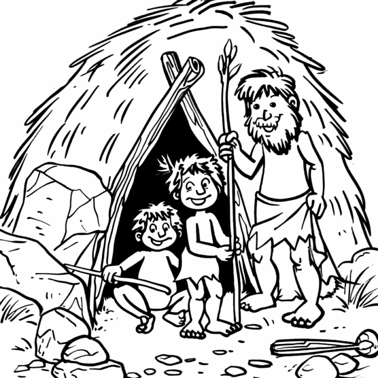 Coloring picture Prehistoric Stone Age