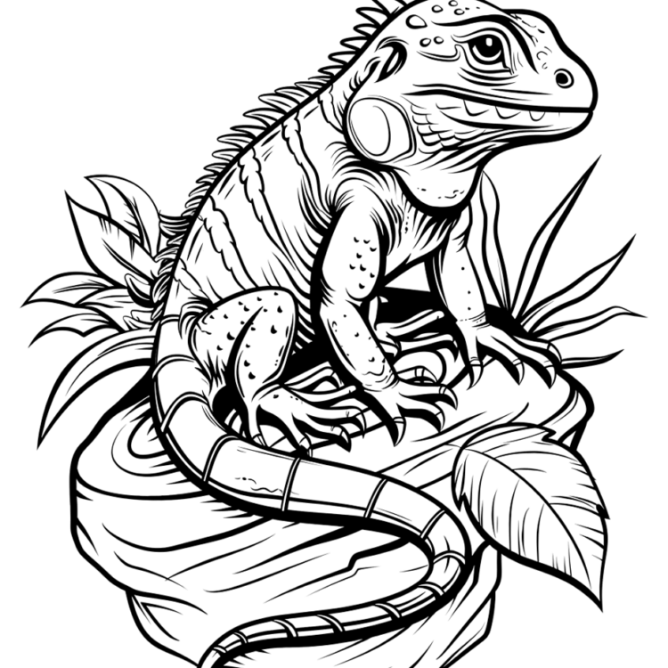 Gentle lizard coloring page