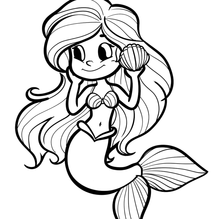 Dibujo para colorear aleta de cola Arielle
