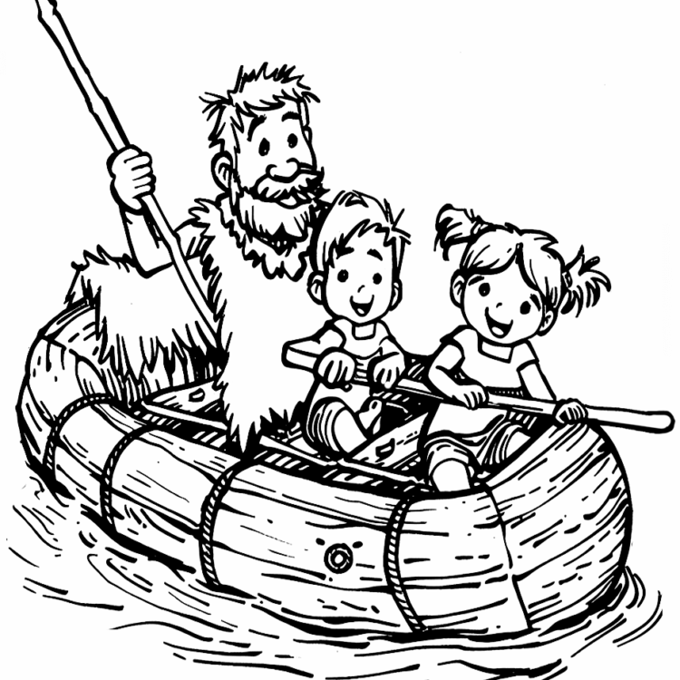 Dibujo para colorear barco de la edad de piedra