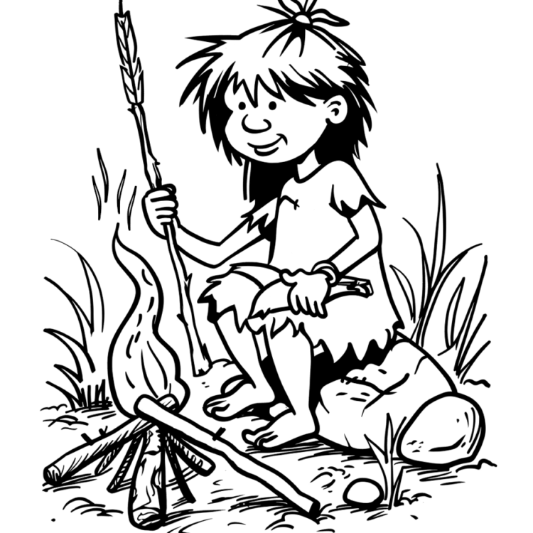 Coloring picture stone age fire