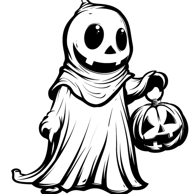 Dibujo para colorear truco o trato fantasma