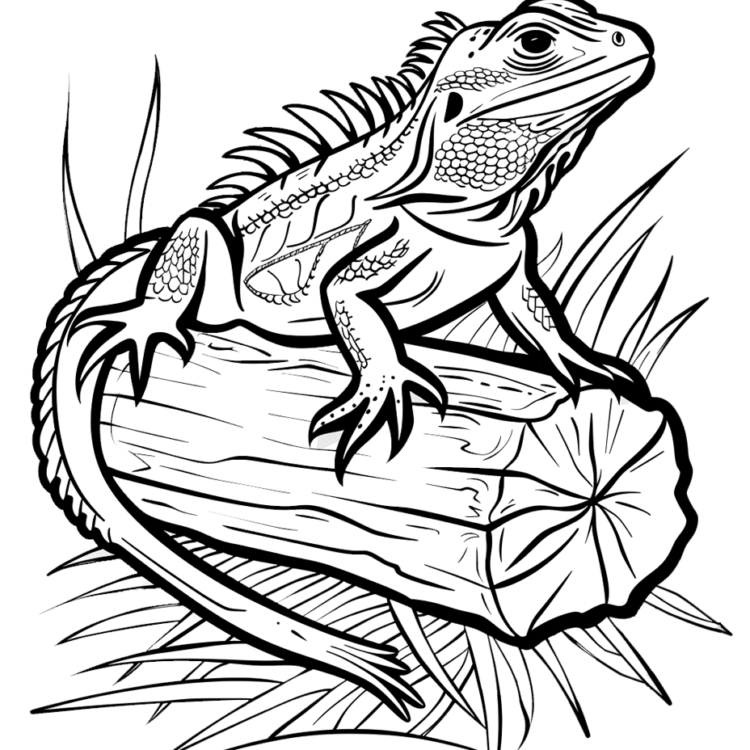 Dibujo para colorear de un lagarto valiente