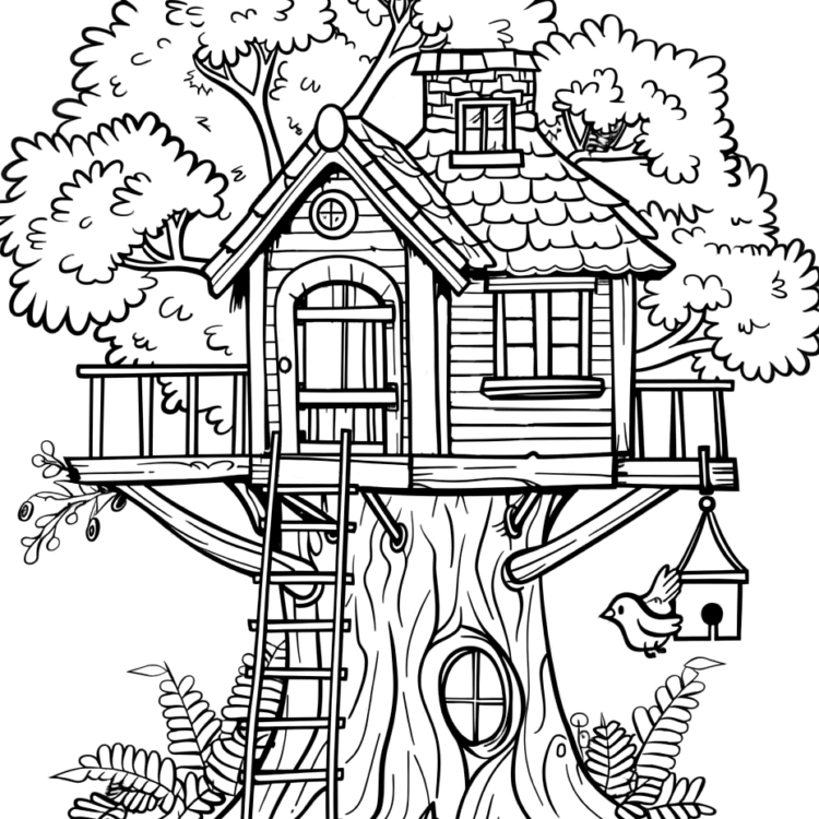Ausmalbild Traumhaftes Baumhaus