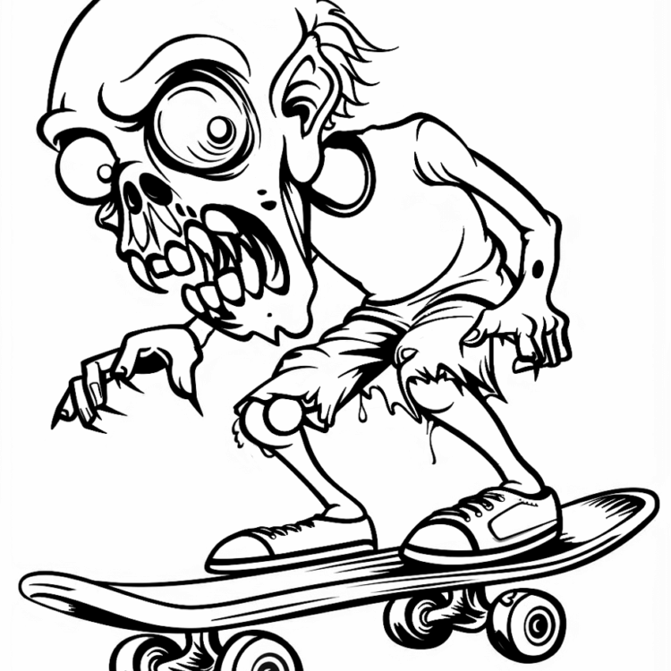 Ausmalbild Verspielter Zombie