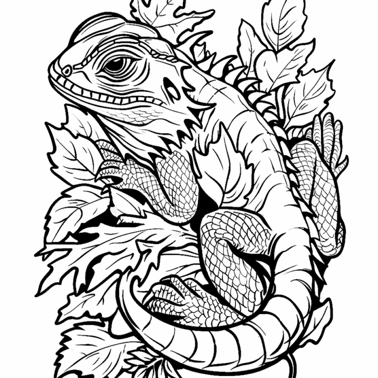 Dibujo para colorear lagarto del bosque
