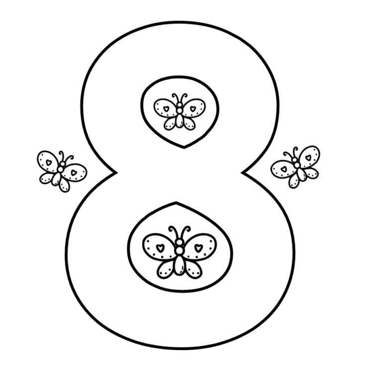 Dibujo para colorear número 8