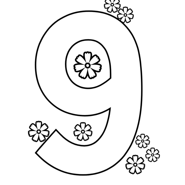 Dibujo para colorear número 9