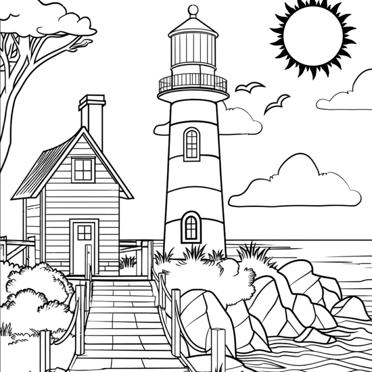 Old lighthouse coloring page