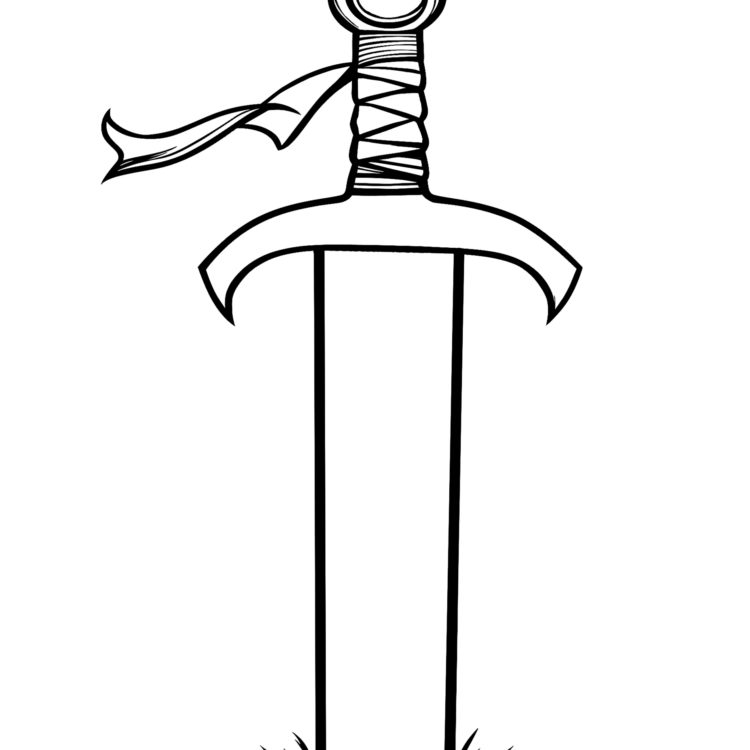 Dibujo para colorear espada antigua
