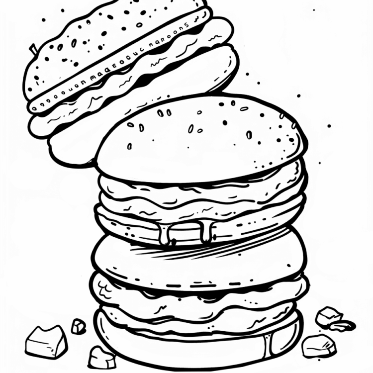 Dibujo para colorear pan de hamburguesa