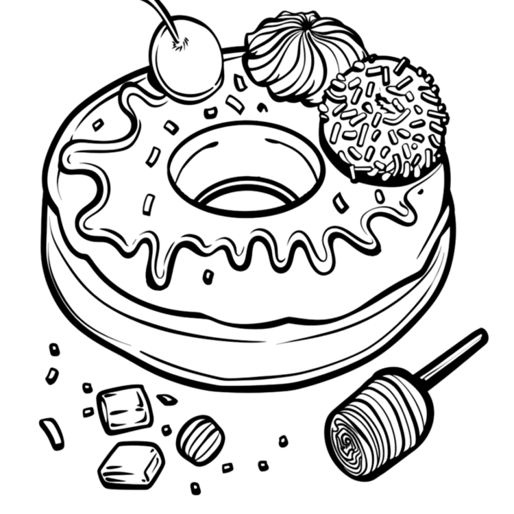 Ausmalbild Cremiger Donut