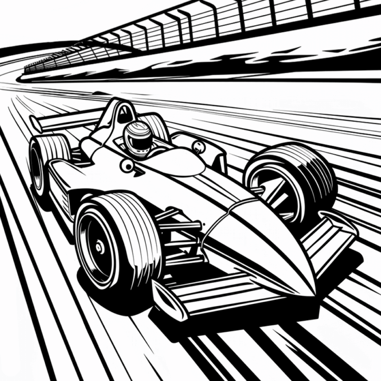 Colorear un coche de carreras a toda velocidad