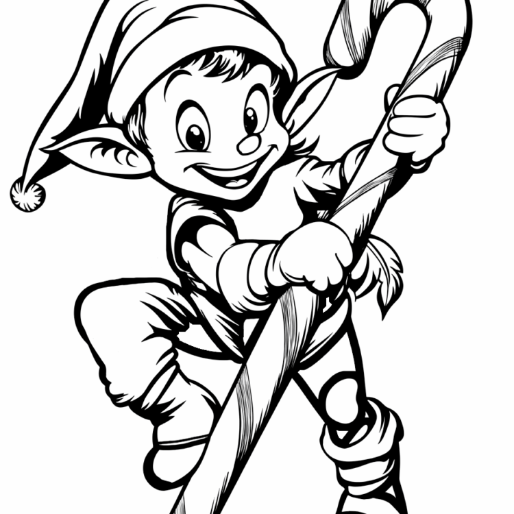 Coloring picture Friendly elf