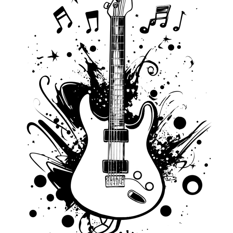 Dibujo para colorear graffiti de guitarra