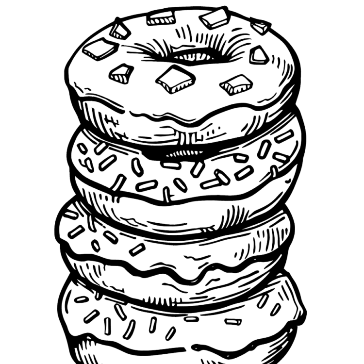 Ausmalbild Glasierte Donuts
