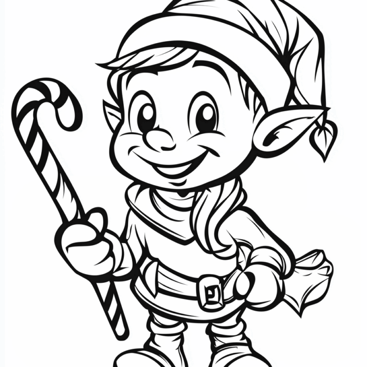 Coloring picture happy elf