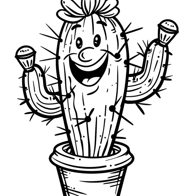 Dibujo para colorear gran cactus