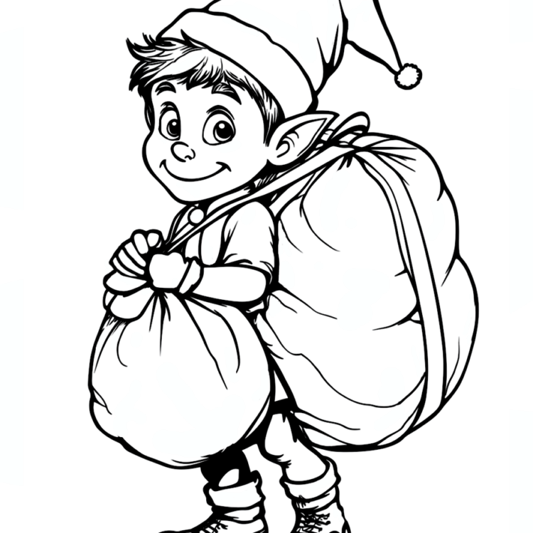 Coloring picture helping elf