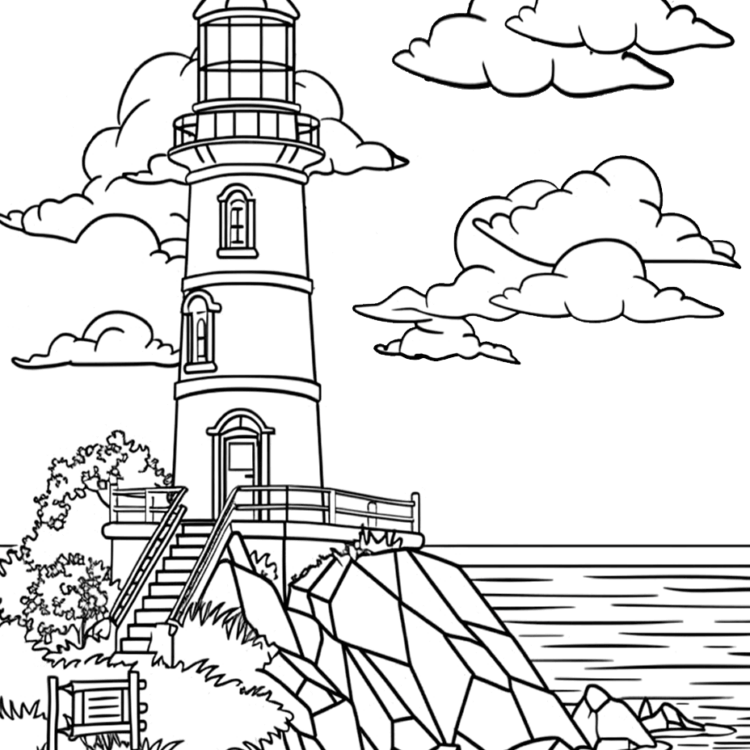 Ausmalbild Heller Leuchtturm
