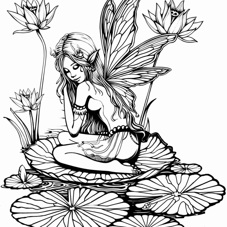 Coloring page Pretty fairy