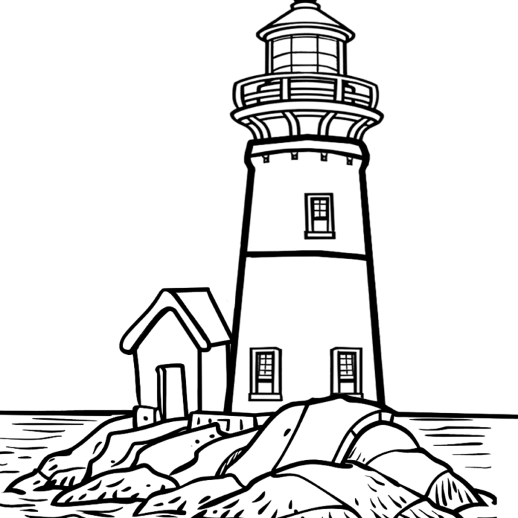 Ausmalbild Küstenleuchtturm