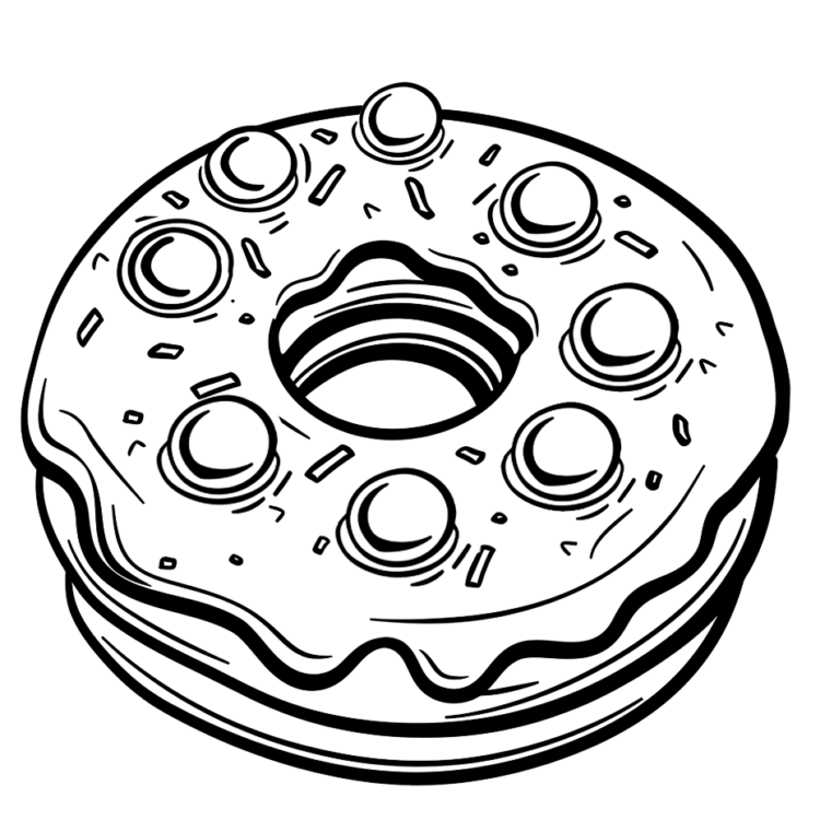 Ausmalbild Leckerer Donut