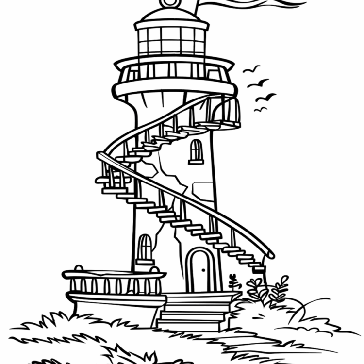 Ausmalbild Leuchtender Leuchtturm