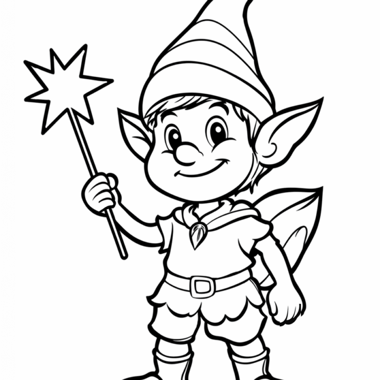 Magical elf coloring page