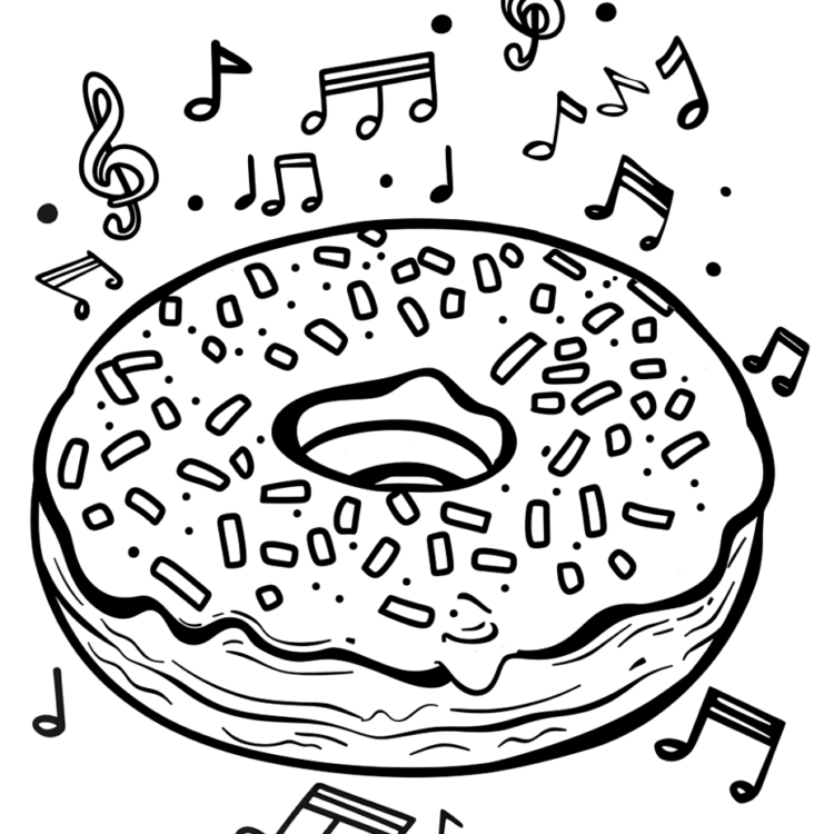 Dibujo para colorear donut musical