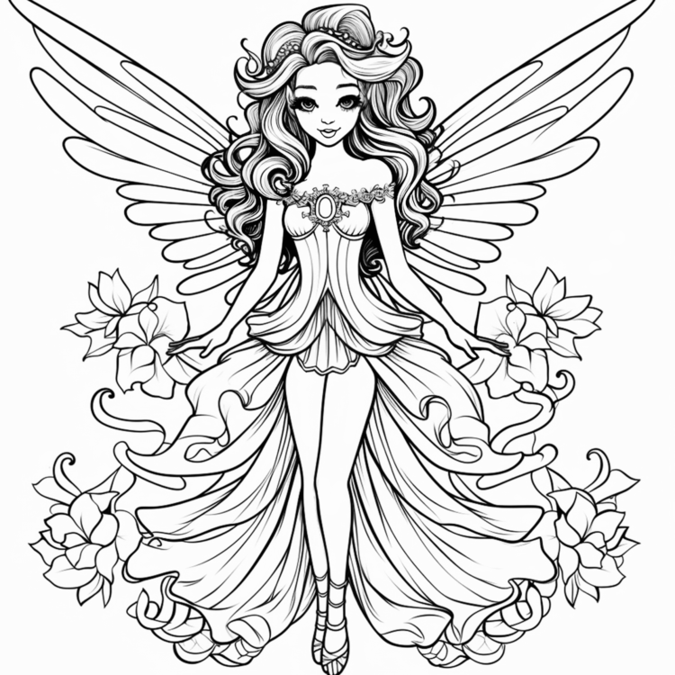 Dibujo para colorear hada arco iris