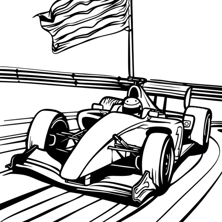 Dibujo para colorear circuito de carreras coche de carreras