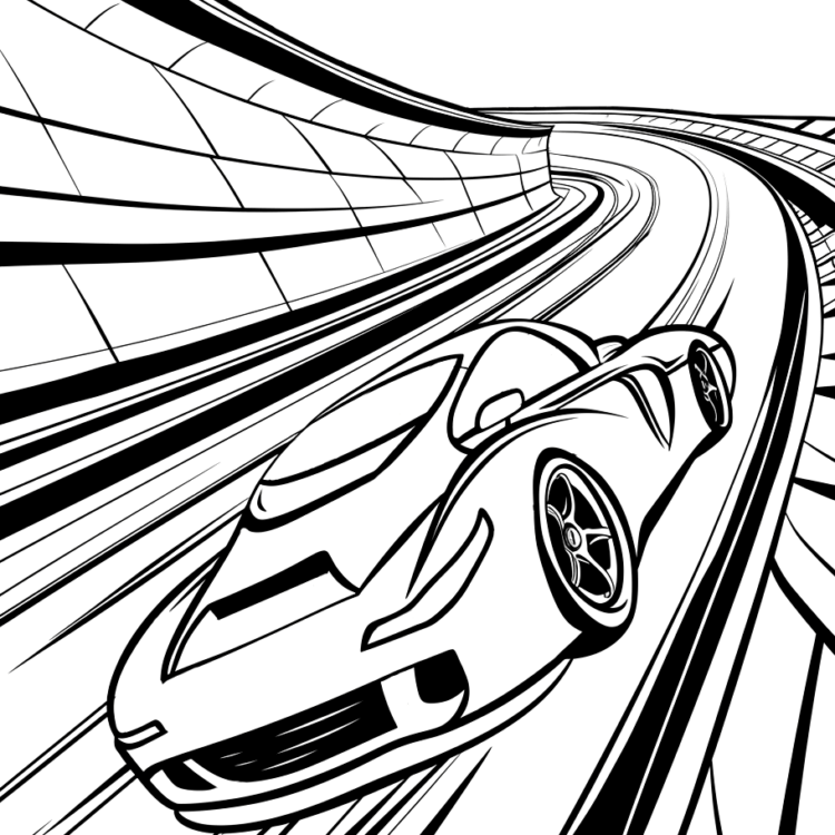 Colorear coche de carreras en circuito