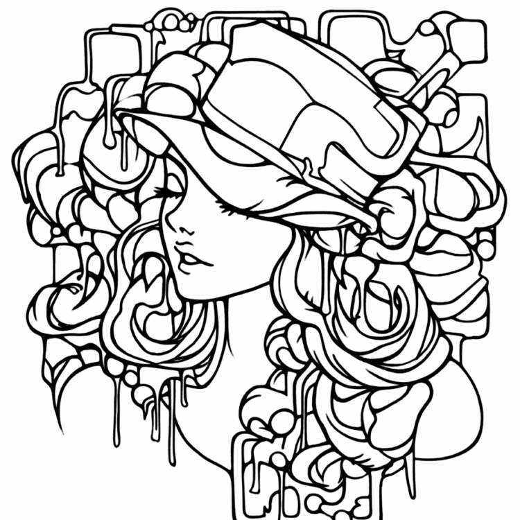 Retro graffiti coloring page