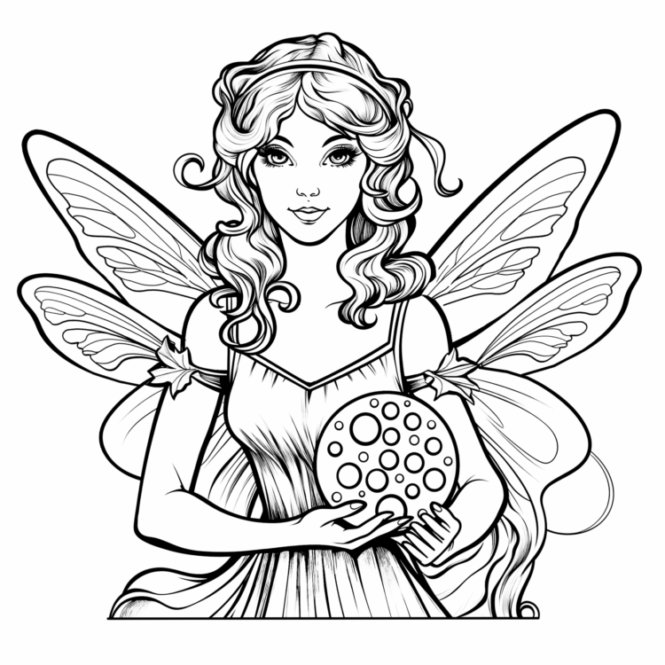 Gentle fairy coloring page