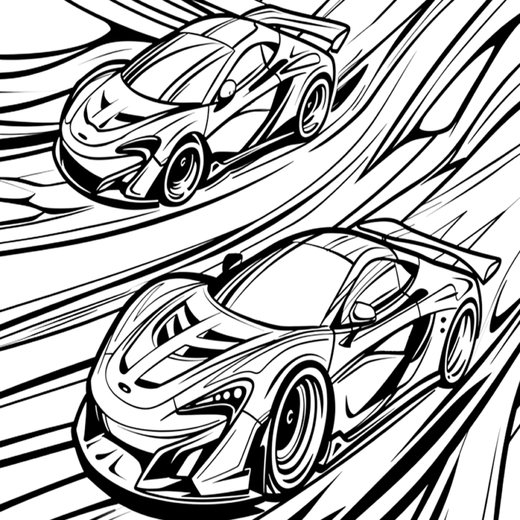 Coloring picture Fast racing cars